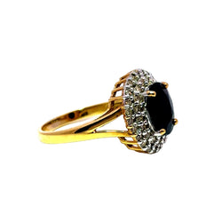 Cocktail Ring in Yellow Gold, Sapphire, and Diamonds