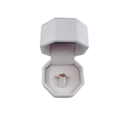 GEMMYO "Baby Everbloom Camaïeux" Ring in yellow gold, with peach-colored Tourmaline and yellow and orange yellow sapphires