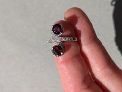 "Toi et Moi" Ring with 19th-Century Swirls, Garnets, Diamonds, and Platinum
