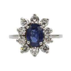 Marguerite Ring in White Gold, Sapphire, and Diamonds