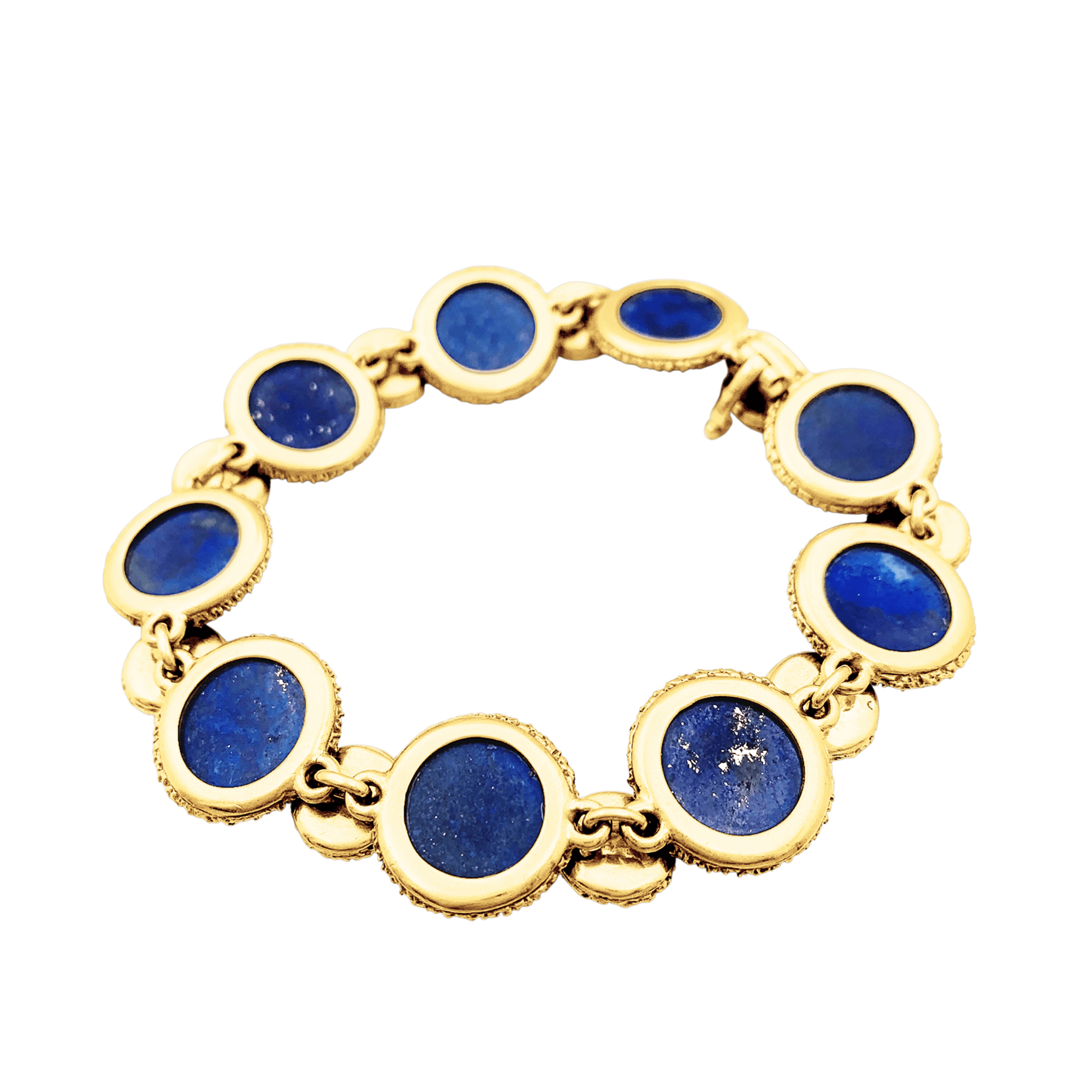 Bracelet vintage en or jaune texturé, lapis-lazuli et diamants.