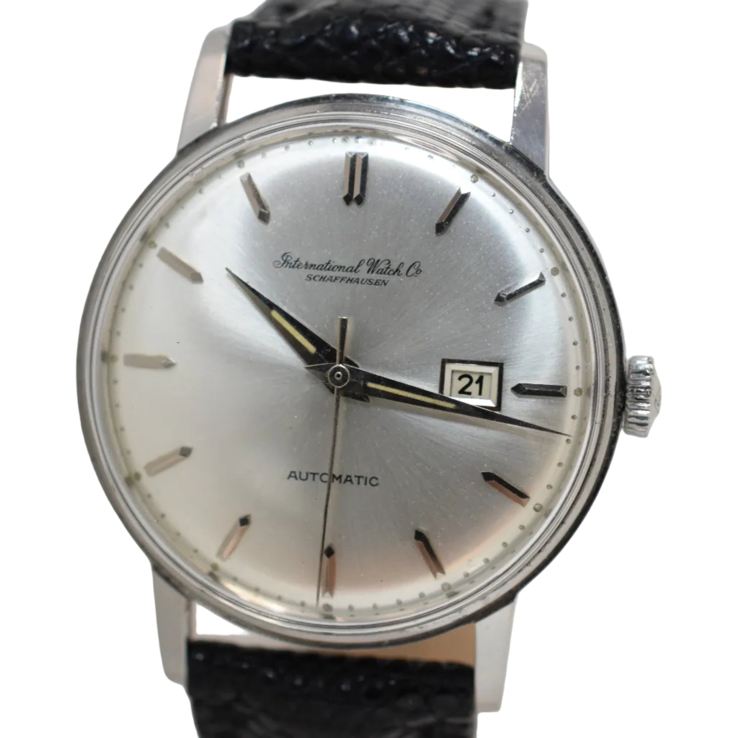 Montre IWC "Classique" en acier, argent et cuir