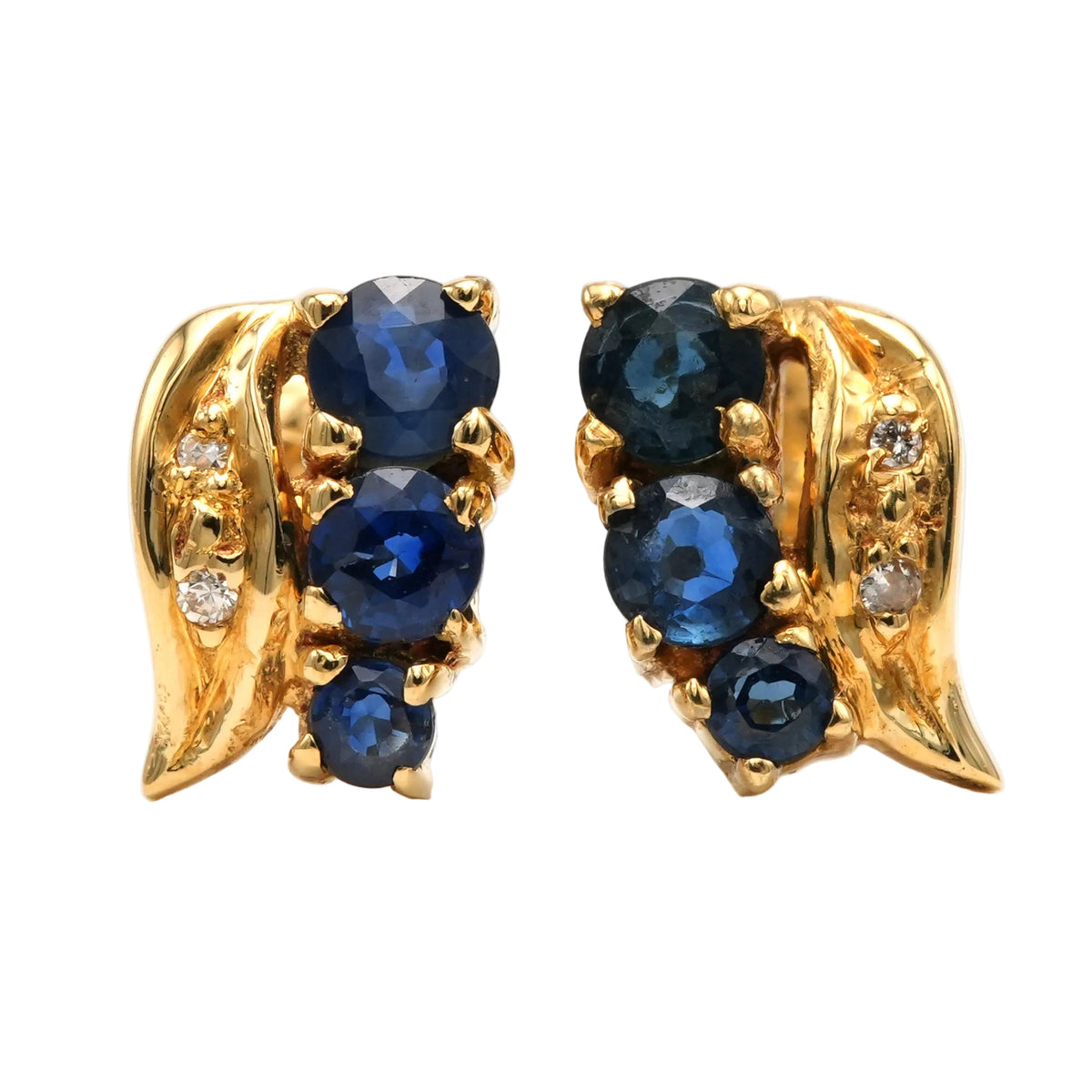 Yellow Gold Earrings with Sapphires and Diamonds