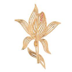 Yellow Gold and Ruby Brooch