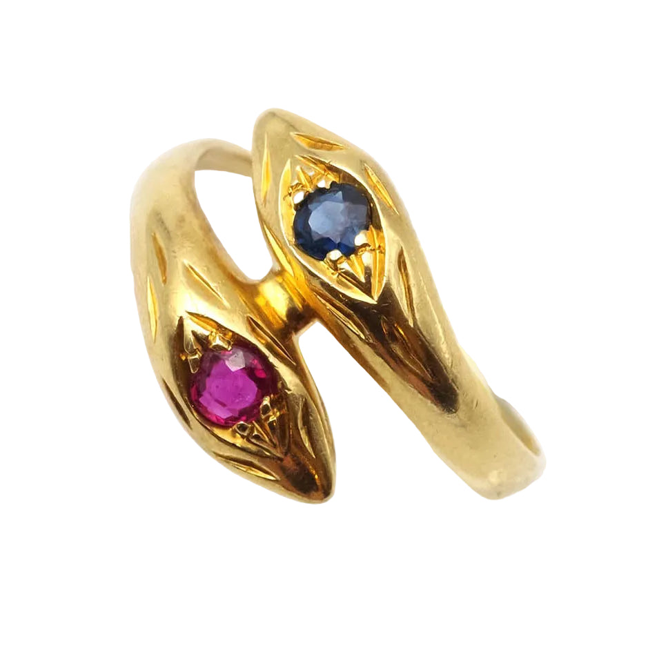 WEMPE "Toi & Moi" Ring in yellow gold, sapphire, and Ruby
