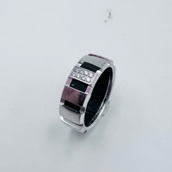 CHAUMET "Class One" Bandeau Ring in white gold, diamonds, and rubber