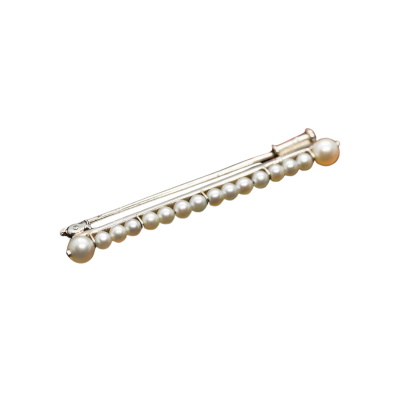 Broche Épingle CARTIER en or blanc et perle