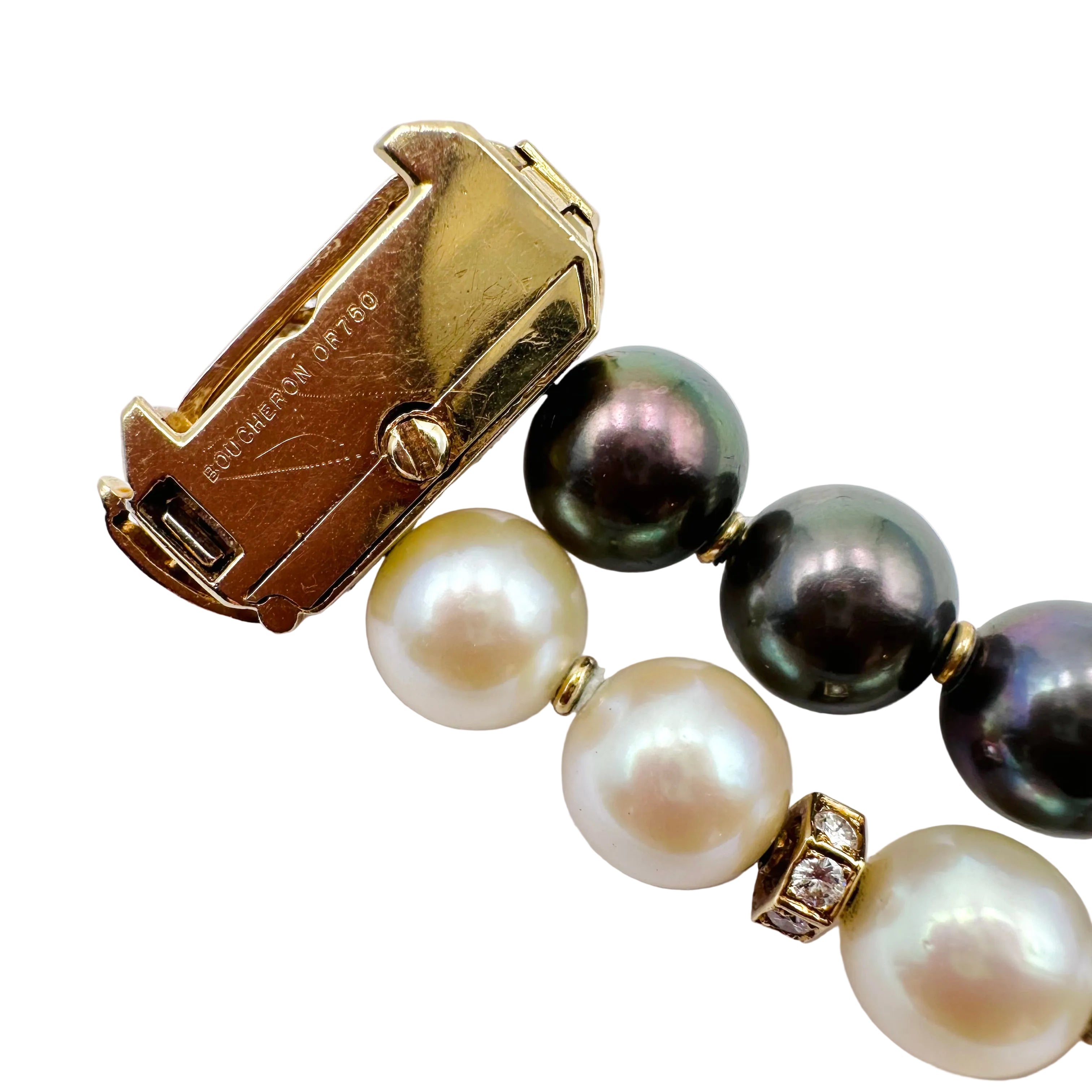 BOUCHERON Bracelet in Yellow gold, Pearls and Diamonds