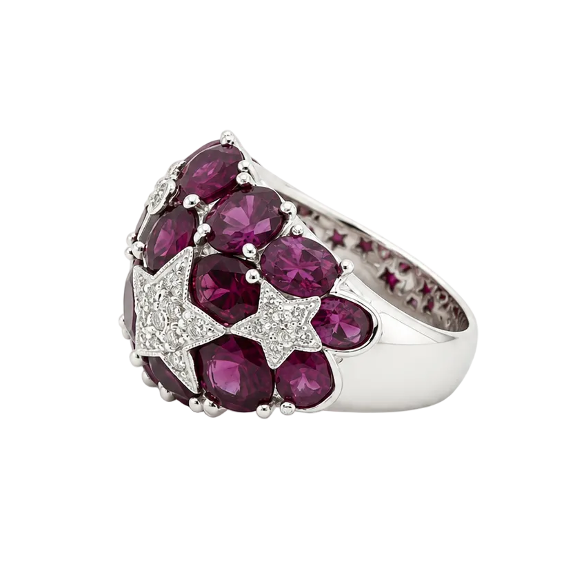 "Dôme" Ring in White Gold, Tourmalines, and Diamonds