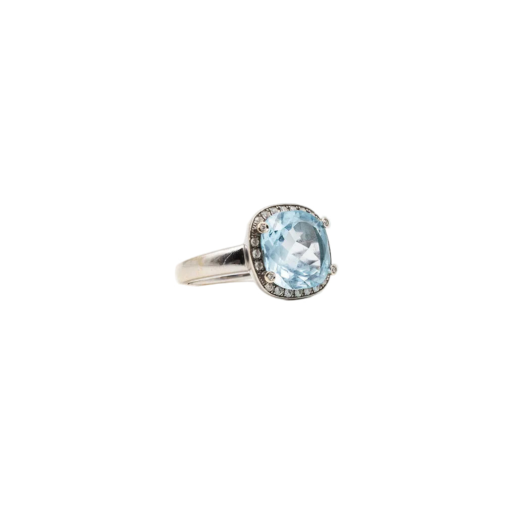 Bague POIRAY "Fille Antik" en or blanc, topaze et diamants