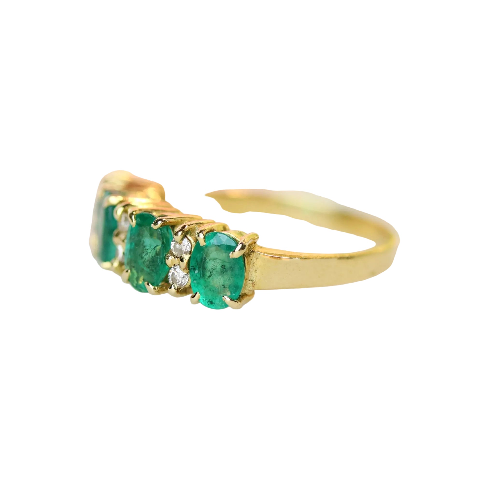 Yellow Gold Garter Ring with Emeralds and Diamonds