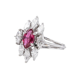 Marquise Ring in White gold with Rubies