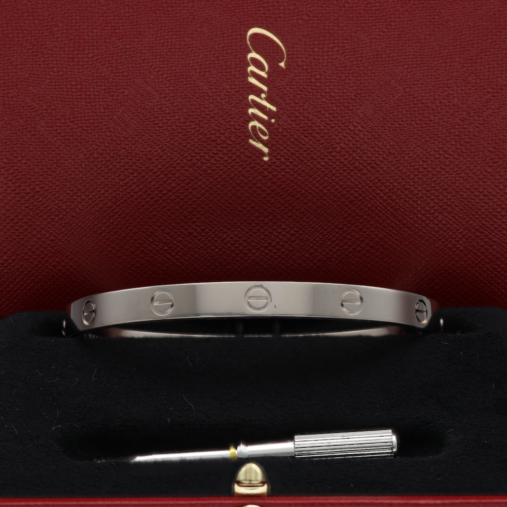 CARTIER "Love" White Gold Bangle Bracelet