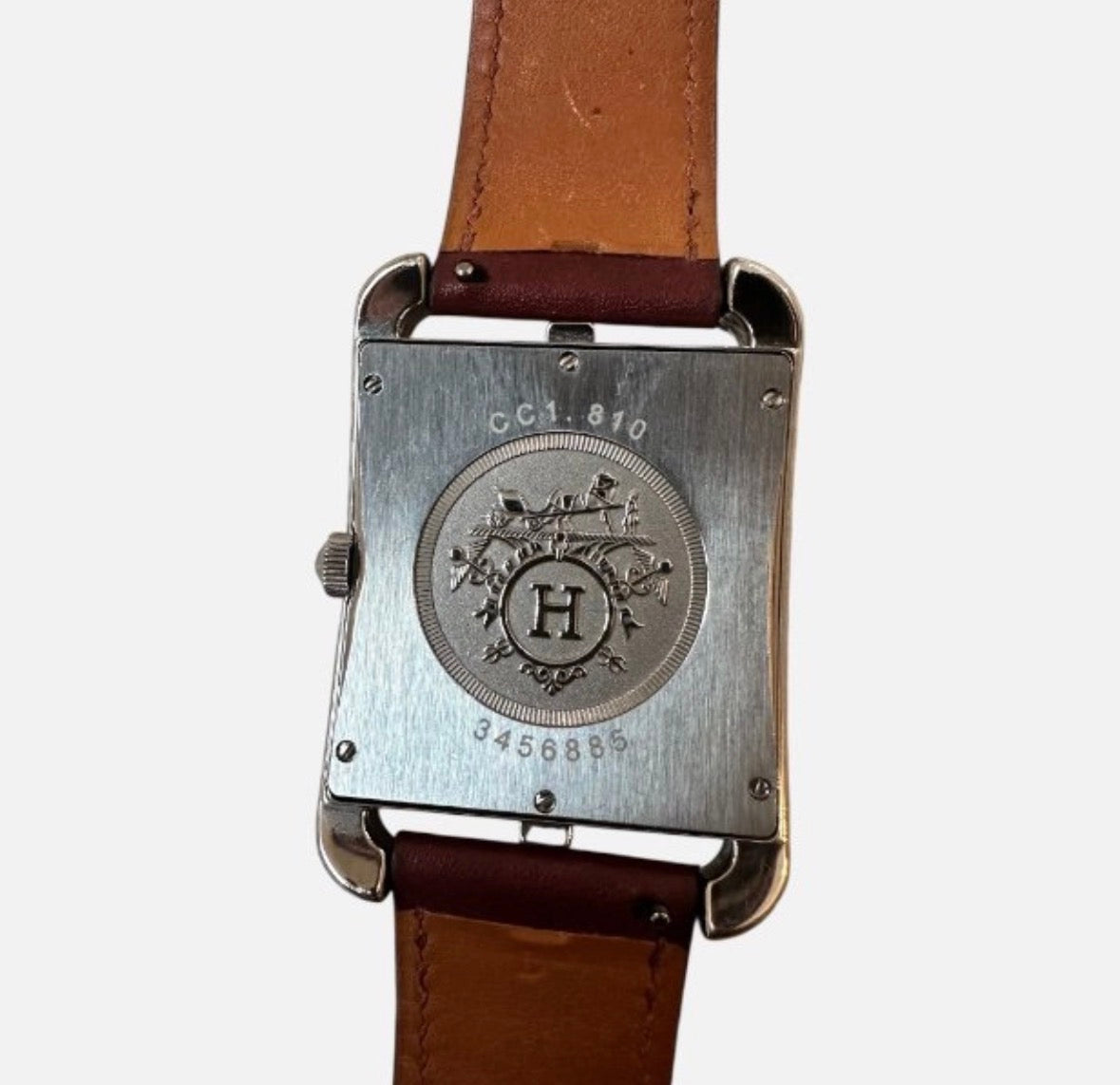 HERMÈS watch in steel, leather, and Quartz