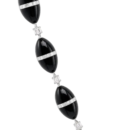 R.CAMPELL necklace in platinum, Onyx, and Diamonds