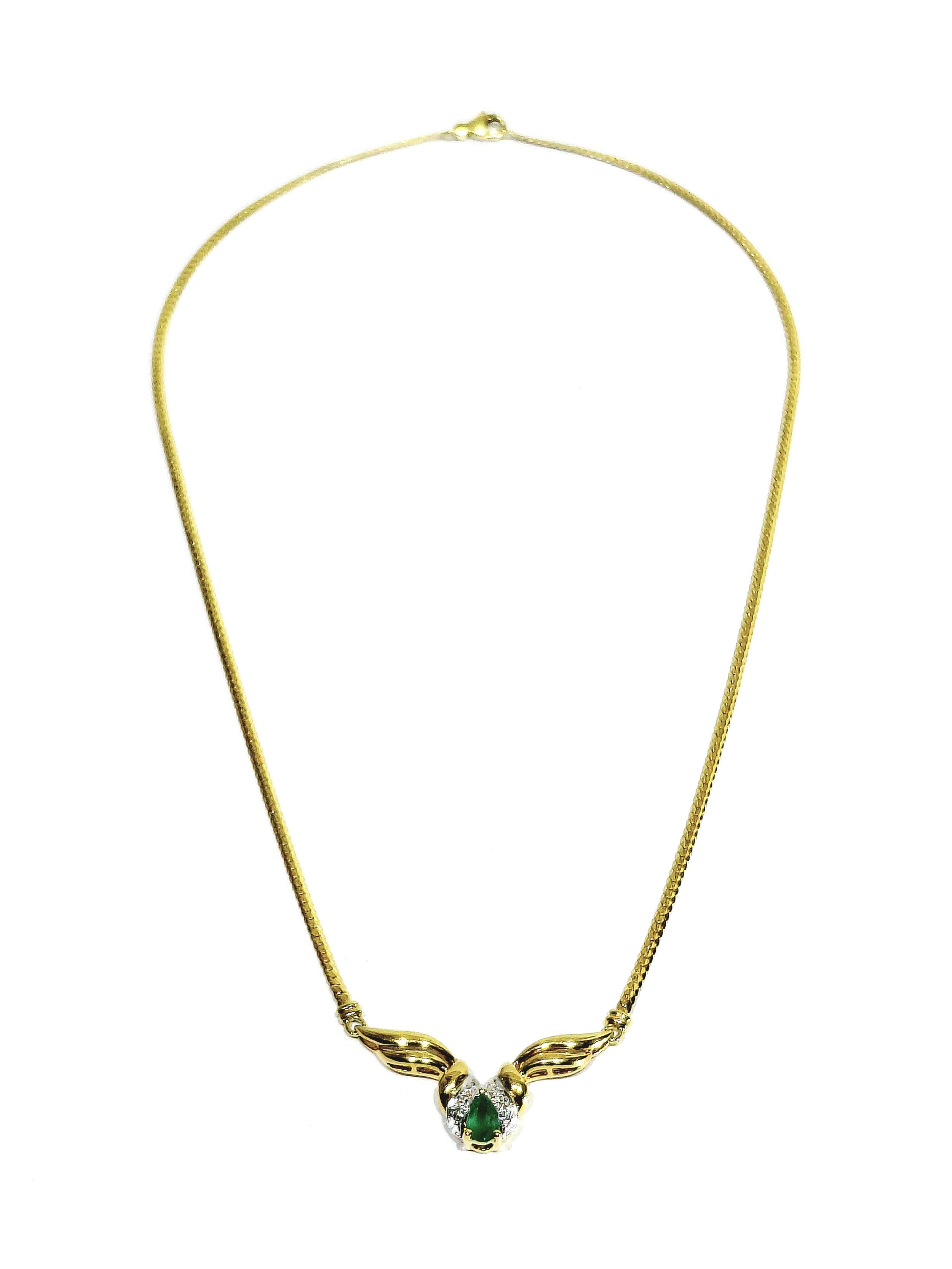 Yellow gold, Emerald, and Diamonds Necklace