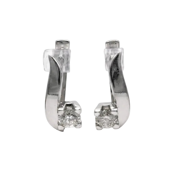 White gold and Diamond Lever-back Earrings
