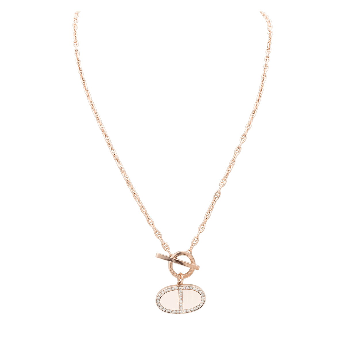 HERMÈS "Contour Anchor Chain" Pendant Necklace in rose gold and diamonds
