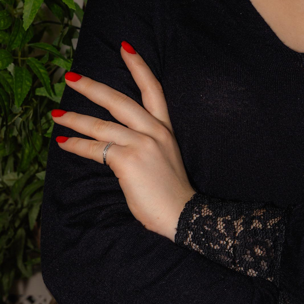 Bague Demi alliance Or blanc Diamant