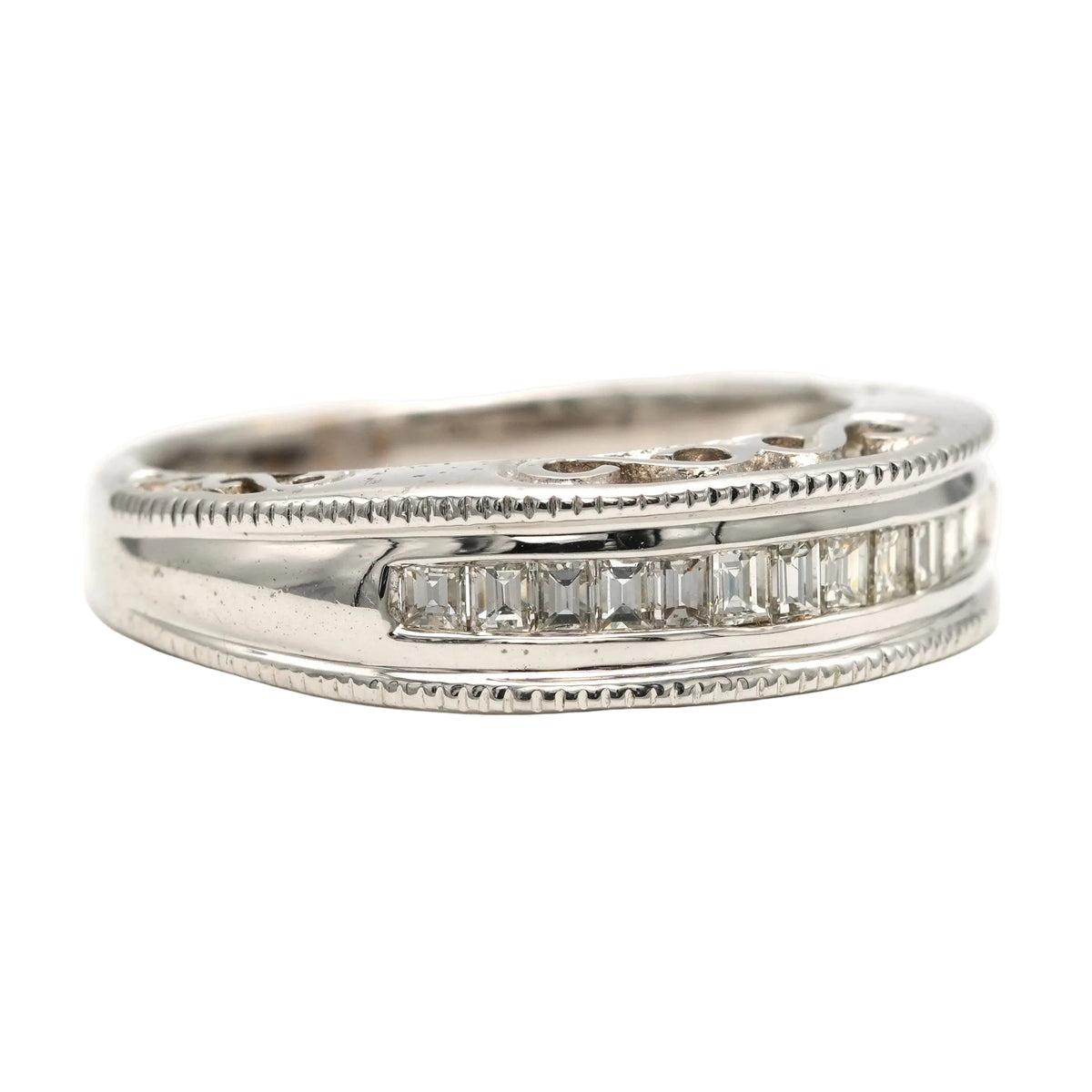 White Gold and Diamond Bangle Ring