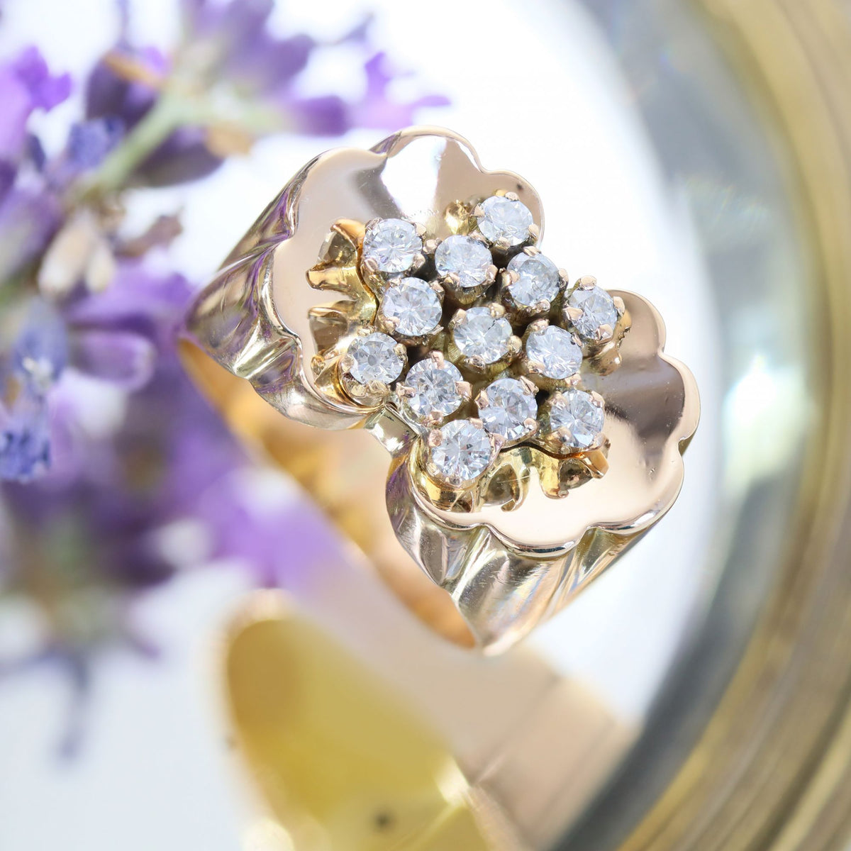 Bague Tank en or jaune et diamants