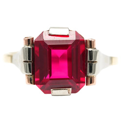 Bague Solitaire en or blanc, or jaune et rubis