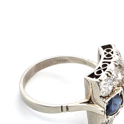 Bague Tank en or blanc, saphirs et diamants