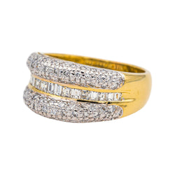 Bague  Bandeau Or jaune  Diamant 