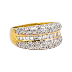 Bague  Bandeau Or jaune  Diamant 