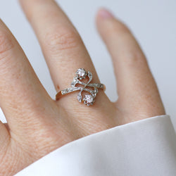 Bague Toi & Moi en or jaune, platine et diamants