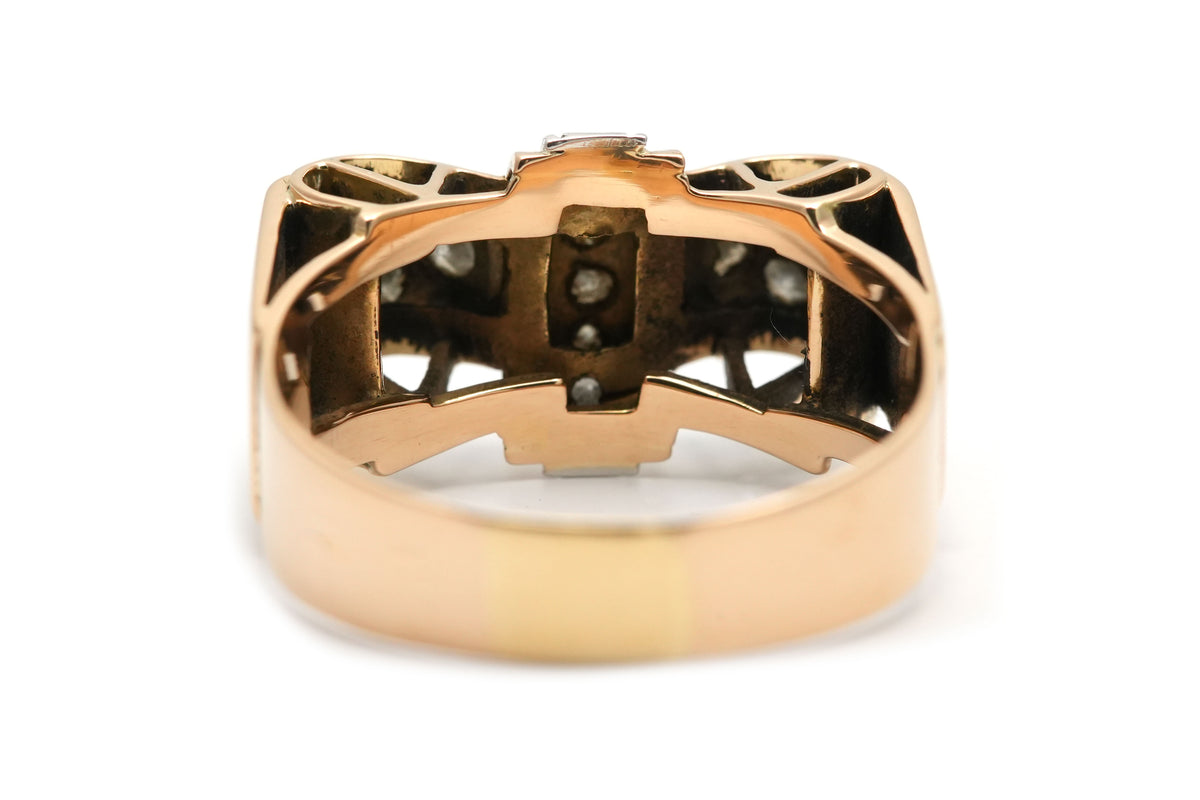 Bague Tank en or jaune et diamants
