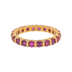 Bague Alliance en or jaune et rubis