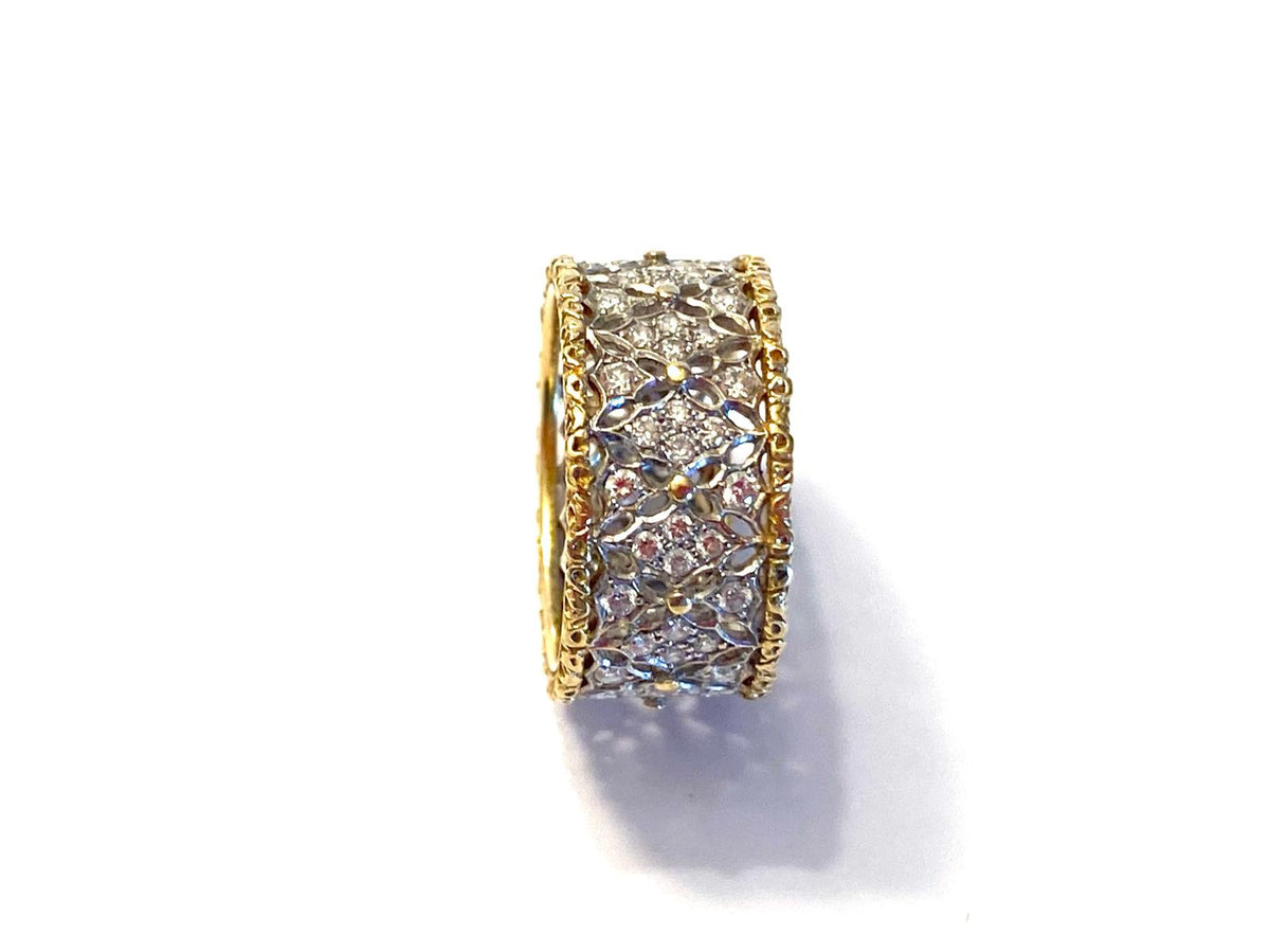 BUCCELLATI ring from the Eternelle Vietri collection, in yellow gold and white gold, set with diamonds