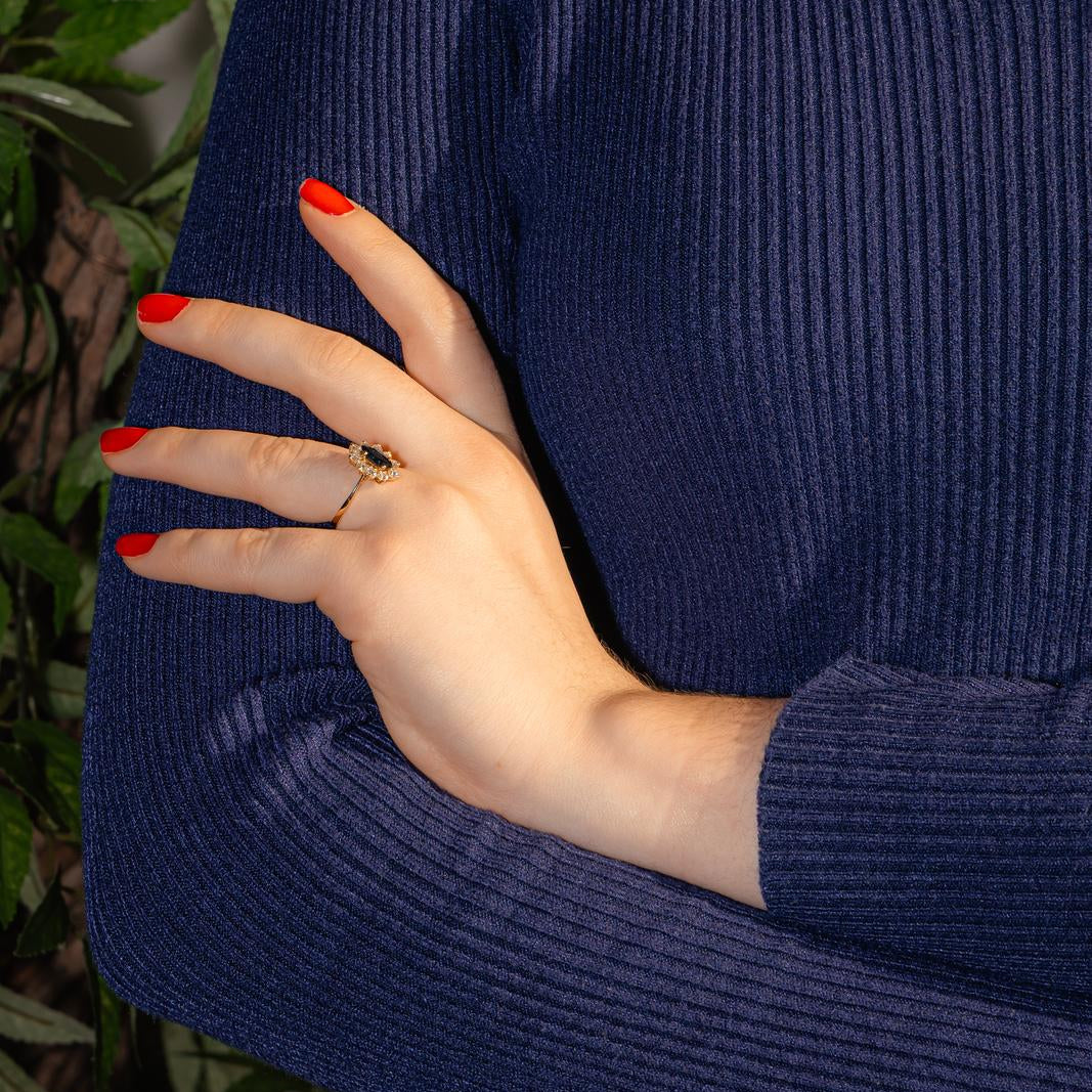 Bague Marguerite Or jaune Saphir 