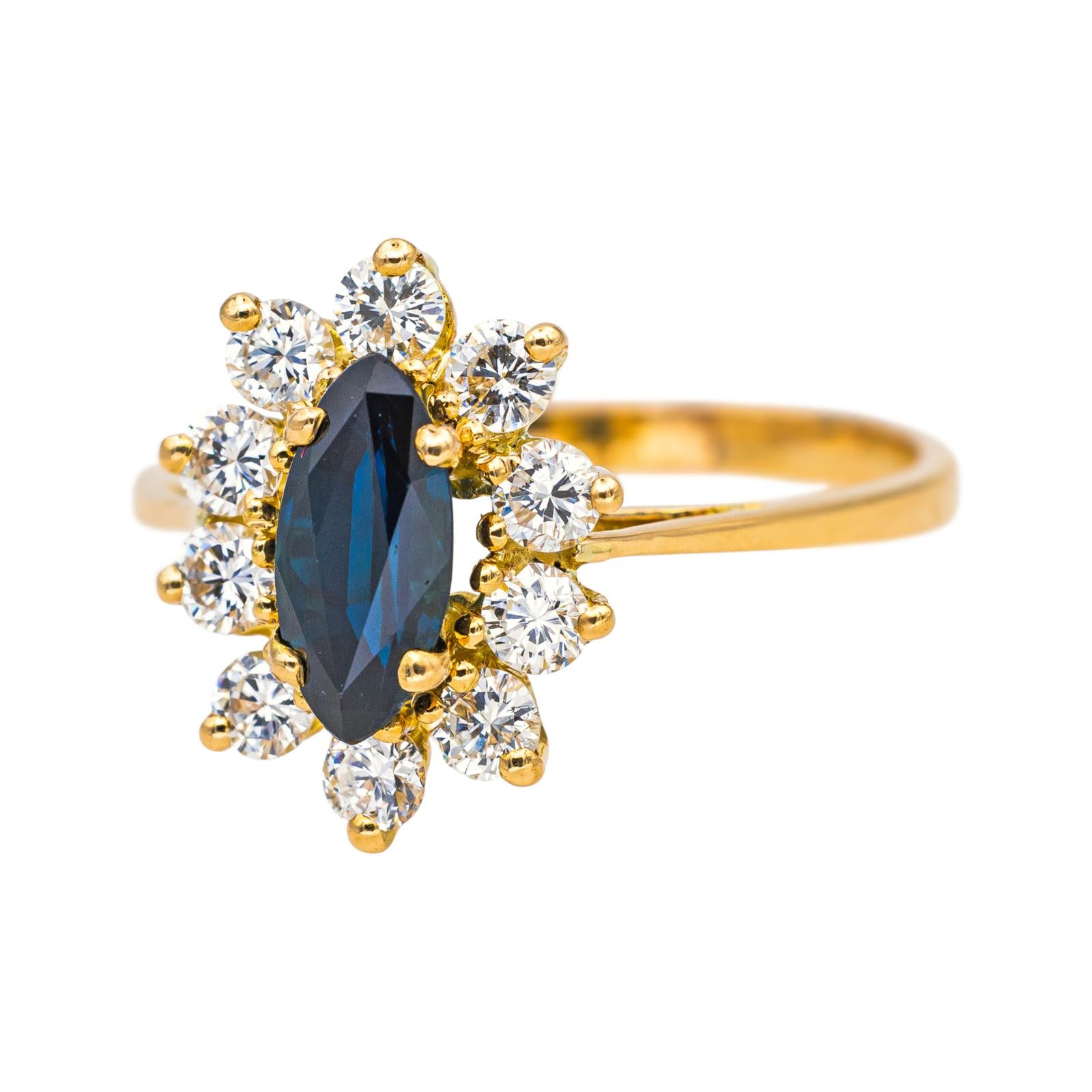 Bague Marguerite Or jaune Saphir 
