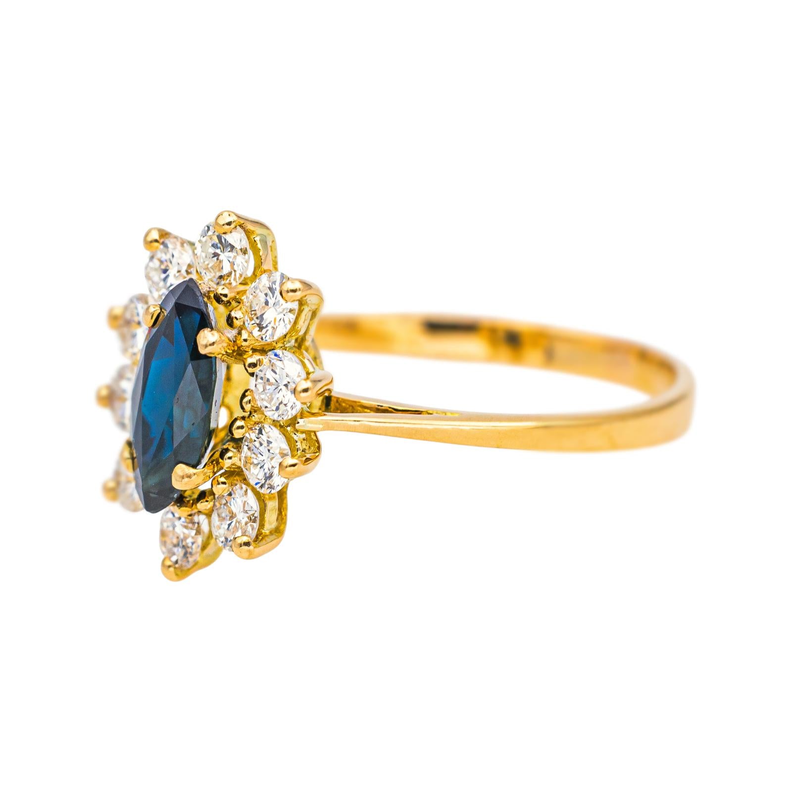 Bague Marguerite Or jaune Saphir 