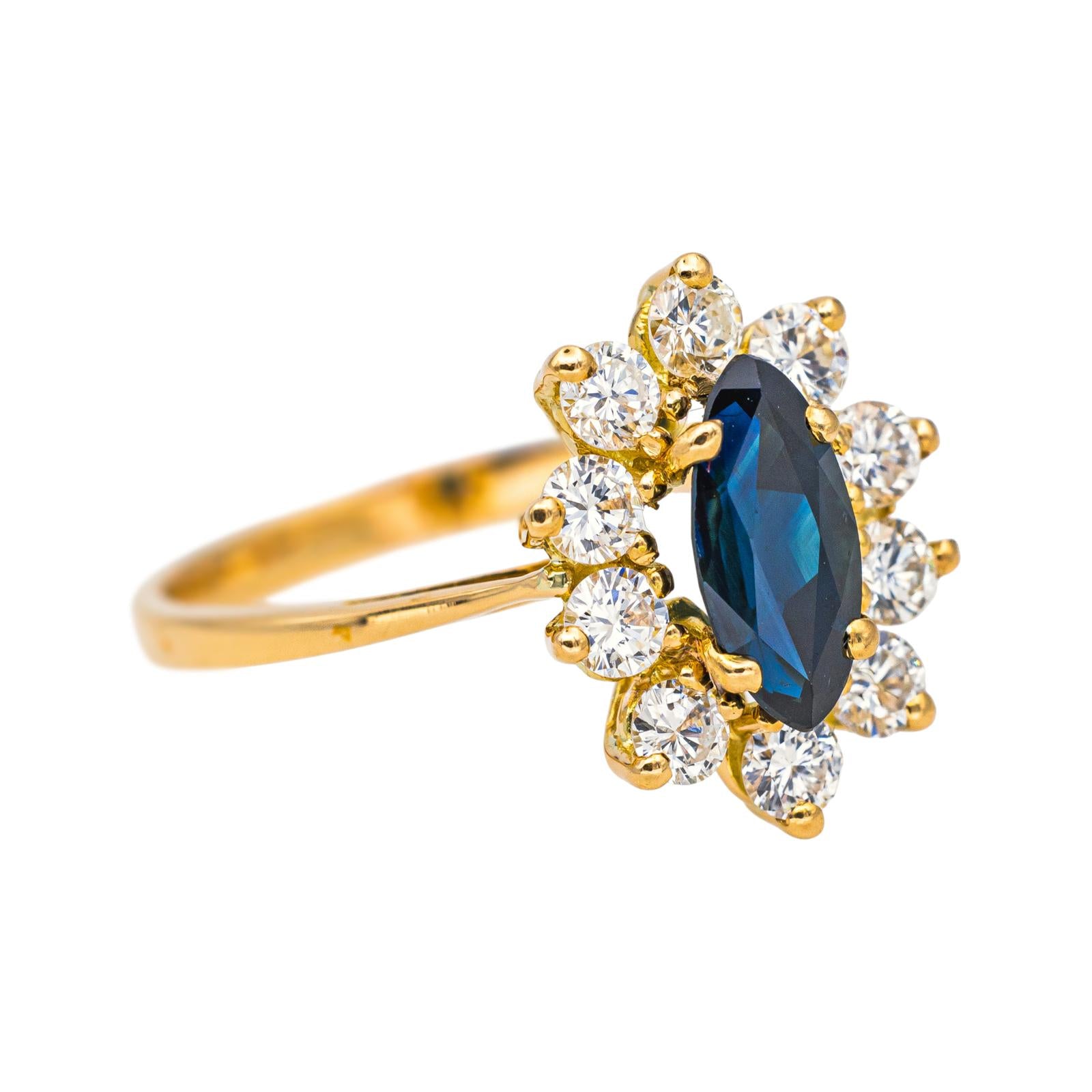 Bague Marguerite Or jaune Saphir 