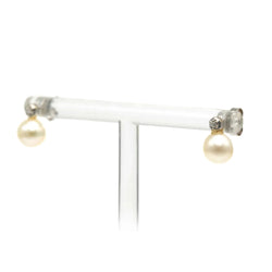 White Gold Earrings with Pearls and Diamonds