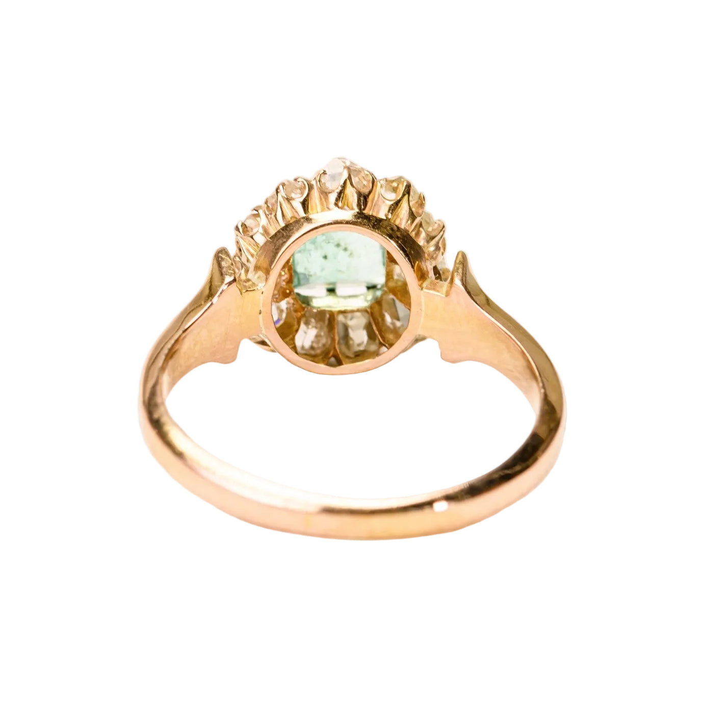 Bague Marguerite en or jaune, émeraude et diamants