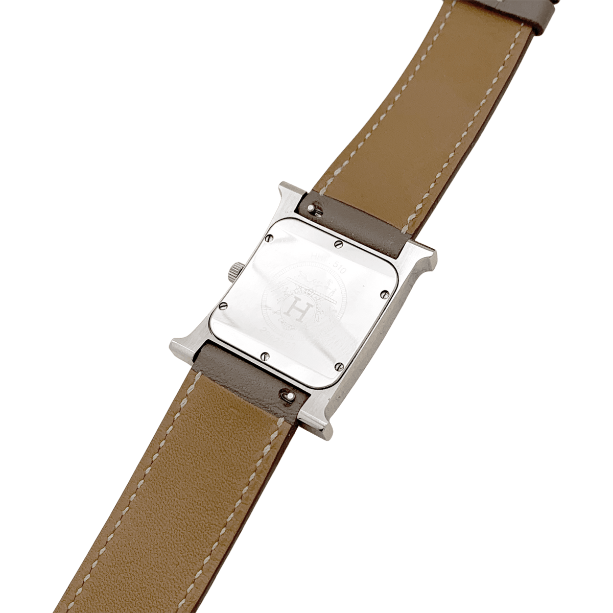 HERMÈS "Heure H" GM Watch in Steel and Leather