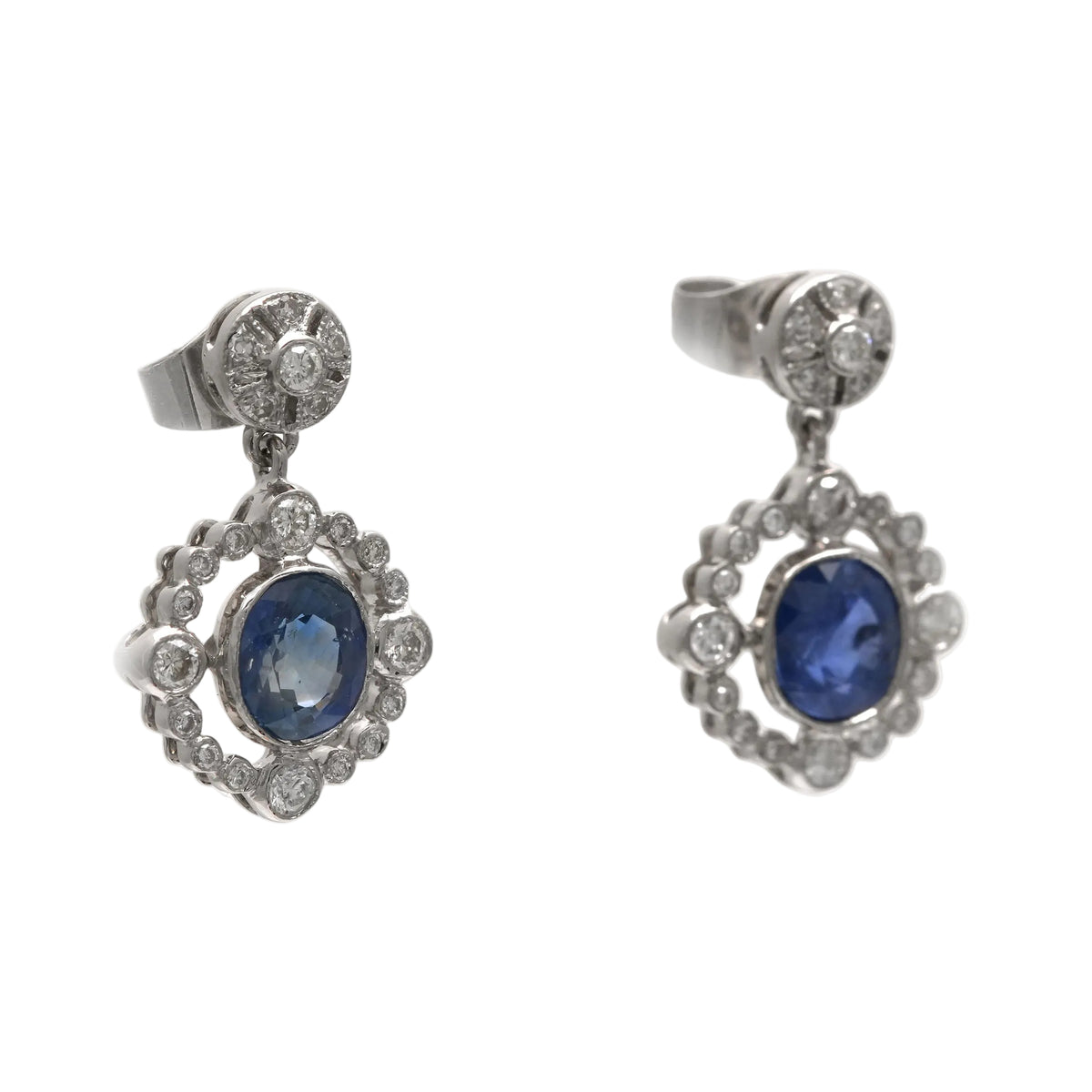 White Gold Earrings with Sapphires and Diamonds