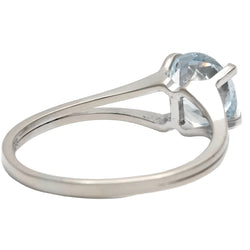 White Gold and Aquamarine Solitaire Ring