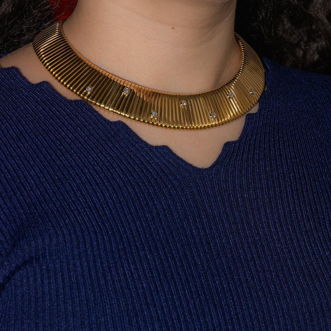 Weingrill Necklace  Tubogas Yellow gold diamond