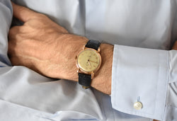 ROLEX "Chronometer" watch in rose gold, steel, and leather
