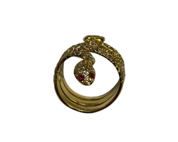 18K Gold Snake Ring with Diamonds (Size 55)