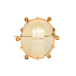 Yellow Gold Brooch with Pearls and a Cameo