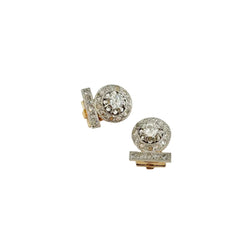 Art Deco Clip-On Earrings in Platinum, Yellow Gold, and Diamonds