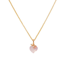 Yellow Gold Necklace with Rose Quartz