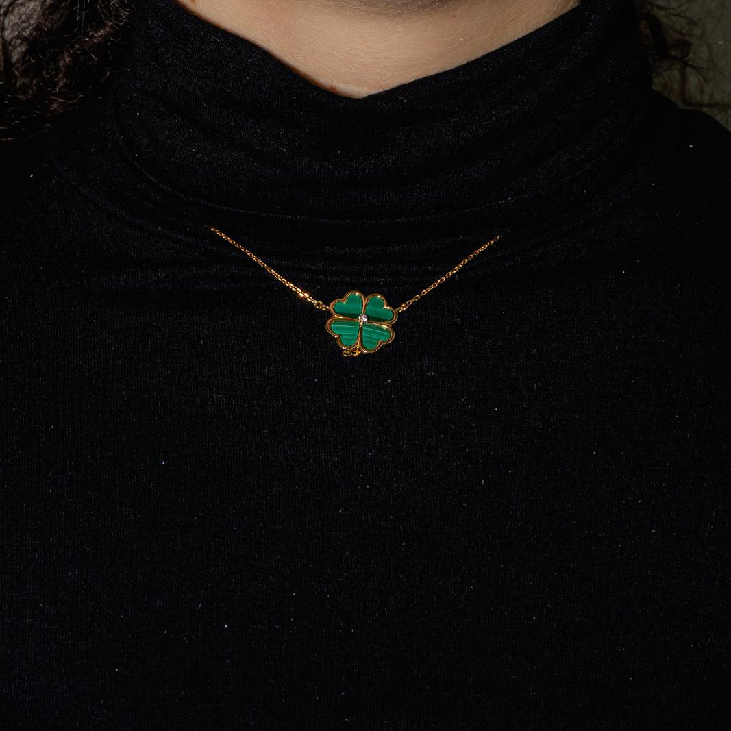 Collier Or jaune  Malachite