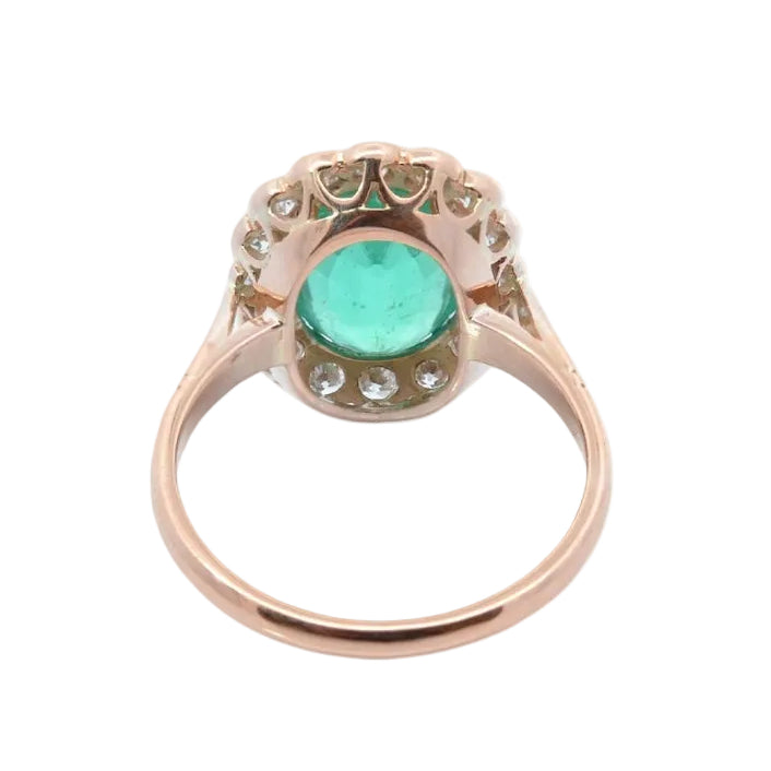 "Entourage" Ring in Rose Gold, Emerald, and Diamonds